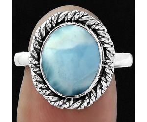 Natural Larimar (Dominican Republic) Ring size-8.5 SDR154066 R-1013, 10x12 mm