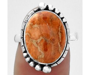 Natural Red Sponge Coral Ring size-8 SDR154126 R-1078, 12x14 mm