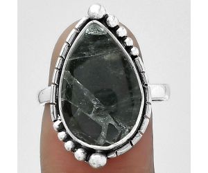 Natural Obsidian And Zinc Ring size-8.5 SDR154187 R-1078, 11x18 mm