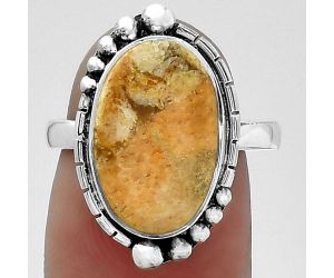 Natural Coral Jasper Ring size-7.5 SDR154228 R-1078, 10x15 mm