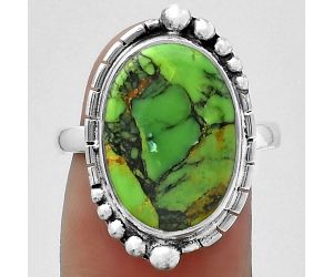 Natural Green Matrix Turquoise Ring size-8.5 SDR154243 R-1078, 11x16 mm