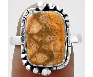 Natural Coral Jasper Ring size-8 SDR154282 R-1078, 10x14 mm