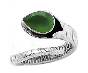 Adjustable - Faceted Nephrite Jade Ring size-7 SDR154292 R-1306, 6x10 mm