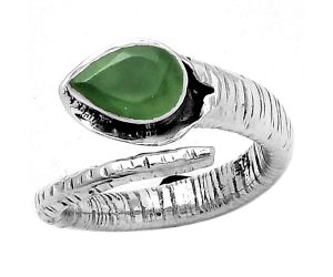 Adjustable - Faceted Nephrite Jade Ring size-7 SDR154302 R-1306, 6x9 mm