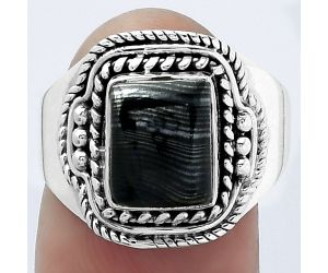 Crown Of Silver Psilomelane - Black Malachite Ring size-8 SDR154598 R-1312, 7x9 mm