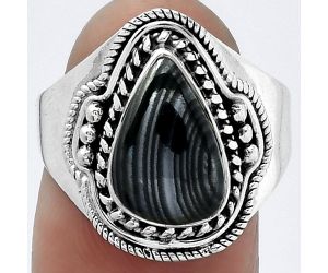 Crown Of Silver Psilomelane - Black Malachite Ring size-8.5 SDR154619 R-1312, 8x12 mm