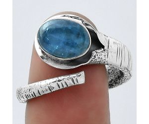 Adjustable - Blue Apatite - Madagascar Ring size-9 SDR154640 R-1306, 7x10 mm