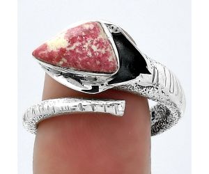 Adjustable - Pink Thulite - Norway Ring size-8.5 SDR154664 R-1306, 7x12 mm