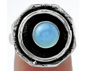 Natural Blue Chalcedony Ring size-7 SDR154863 R-1468, 7x7 mm
