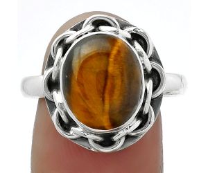 Natural Tiger Eye - Africa Ring size-9.5 SDR155000 R-1528, 10x12 mm