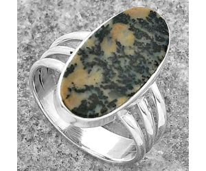 Natural Russian Honey Dendrite Opal Ring size-7 SDR155139 R-1003, 10x19 mm