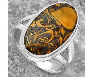 Coquina Fossil Jasper - India Ring size-7.5 SDR155220 R-1008, 11x20 mm
