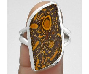 Natural Coquina Fossil Jasper - India Ring size-8 SDR155240 R-1008, 12x26 mm