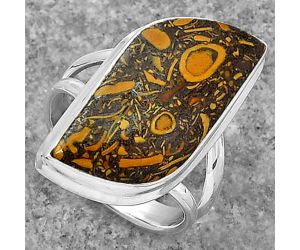 Natural Coquina Fossil Jasper - India Ring size-8 SDR155240 R-1008, 12x26 mm