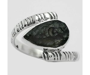 Natural Tektite Rough - Greek Ring size-8 SDR155807 R-1546, 8x13 mm