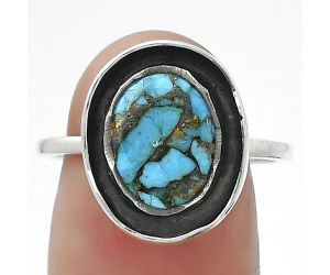 Natural Kingman Turquoise With Zinc Ring size-9 SDR155882 R-1468, 9x11 mm