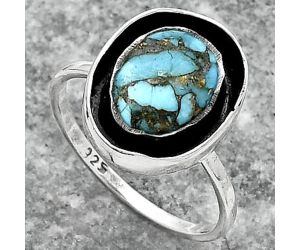 Natural Kingman Turquoise With Zinc Ring size-9 SDR155882 R-1468, 9x11 mm