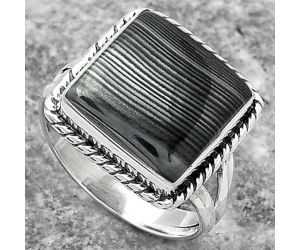 Crown Of Silver Psilomelane - Black Malachite Ring size-8 SDR155970 R-1010, 13x13 mm