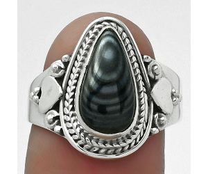 Crown Of Silver Psilomelane - Black Malachite Ring size-8 SDR156141 R-1291, 7x13 mm