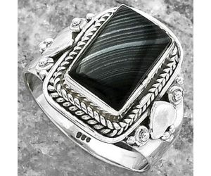 Crown Of Silver Psilomelane - Black Malachite Ring size-7 SDR156152 R-1291, 7x11 mm