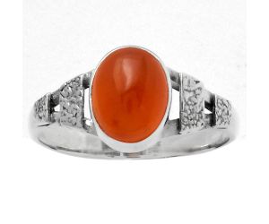 Natural Carnelian Ring size-8.5 SDR156726 R-1545, 7x9 mm