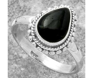 Natural Nuummite Ring size-7.5 SDR156824 R-1245, 7x10 mm