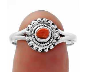 Natural Coral Rough Ring size-9 SDR156920, 4x4 mm