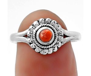 Natural Coral Rough Ring size-7 SDR156922, 4x4 mm