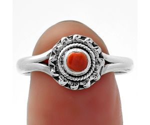 Natural Coral Ring size-9 SDR156927, 4x4 mm