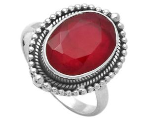 Lab Created Ruby Ring size-8 SDR157004 R-1154, 10x14 mm