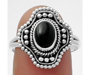 Natural Black Onyx - Brazil Ring size-8 SDR157031 R-1529, 6x8 mm