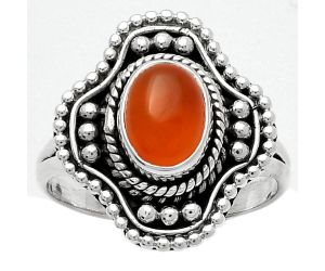 Natural Carnelian Ring size-8.5 SDR157045 R-1529, 6x8 mm