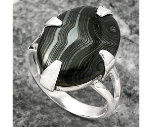 Crown Of Silver Psilomelane - Black Malachite Ring size-8 SDR157727 R-1305, 14x19 mm