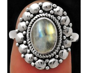 Natural Rainbow Moonstone - India Ring size-8 SDR157841 R-1399, 7x9 mm