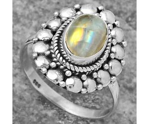 Natural Rainbow Moonstone - India Ring size-8 SDR157841 R-1399, 7x9 mm
