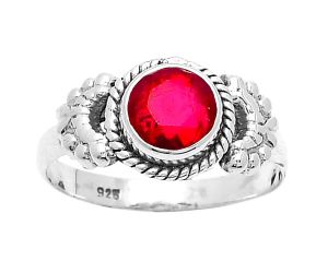 Lab Created Ruby Ring size-8 SDR158011 R-1403, 7x7 mm