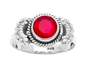 Lab Created Ruby Ring size-7 SDR158012 R-1403, 7x7 mm