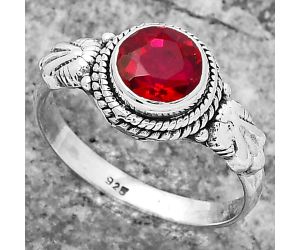 Lab Created Ruby Ring size-8 SDR158126 R-1403, 7x7 mm