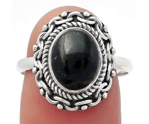 Natural Nuummite Ring size-8 SDR158175 R-1667, 8x10 mm