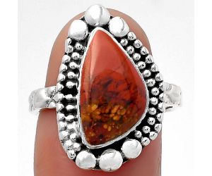 Natural Red Moss Agate Ring size-7.5 SDR158465 R-1154, 9x15 mm