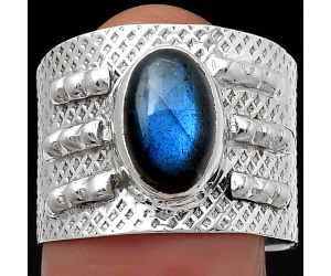Blue Labradorite - Madagascar Ring size-8.5 SDR158619 R-1537, 7x11 mm
