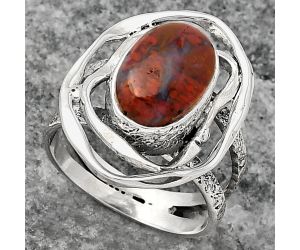 Natural Red Moss Agate Ring size-7 SDR158629 R-1602, 8x12 mm