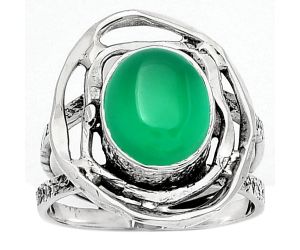 Natural Green Onyx Ring size-7 SDR158631 R-1602, 9x11 mm