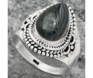 Crown Of Silver Psilomelane - Black Malachite Ring size-7.5 SDR158790 R-1708, 8x12 mm