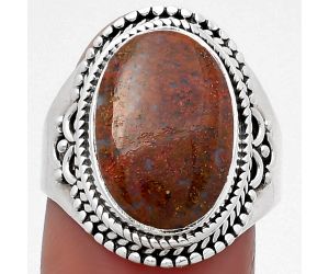 Natural Red Moss Agate Ring size-8.5 SDR158809 R-1708, 11x16 mm