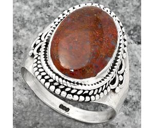 Natural Red Moss Agate Ring size-8.5 SDR158809 R-1708, 11x16 mm