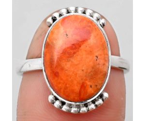 Natural Red Sponge Coral Ring size-8 SDR158845 R-1102, 11x15 mm