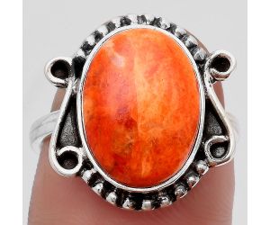 Natural Red Sponge Coral Ring size-7.5 SDR158887 R-1120, 11x15 mm