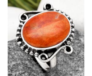 Natural Red Sponge Coral Ring size-7.5 SDR158887 R-1120, 11x15 mm