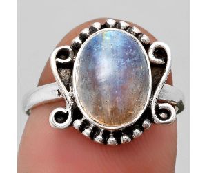 Natural Rainbow Moonstone - India Ring size-7.5 SDR158889 R-1120, 9x11 mm